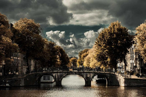Amsterdam Bridge II Black Ornate Wood Framed Art Print with Double Matting by Berzel, Erin