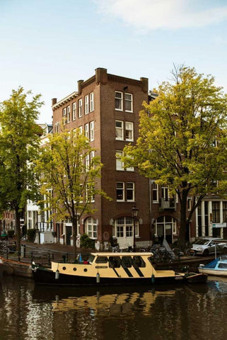 Amsterdam Singel Canal II Black Ornate Wood Framed Art Print with Double Matting by Berzel, Erin