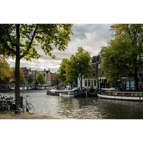 Amsterdam Canal III Black Modern Wood Framed Art Print with Double Matting by Berzel, Erin