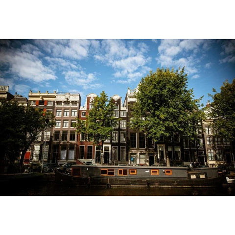 Amsterdam Canal Houses II Black Modern Wood Framed Art Print with Double Matting by Berzel, Erin