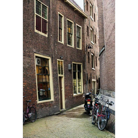 Old Centre Amsterdam Black Modern Wood Framed Art Print with Double Matting by Berzel, Erin