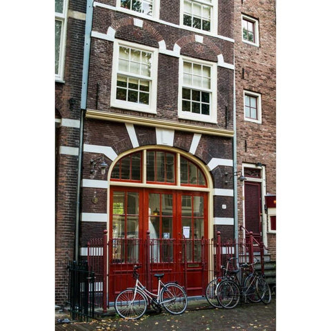 Red Door in Amsterdam White Modern Wood Framed Art Print by Berzel, Erin