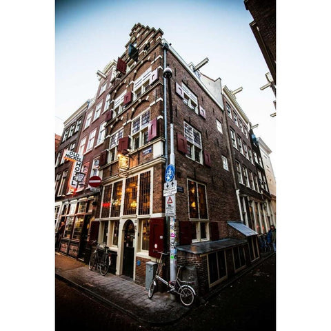 Amsterdam Nieuwebrugsteeg Gold Ornate Wood Framed Art Print with Double Matting by Berzel, Erin