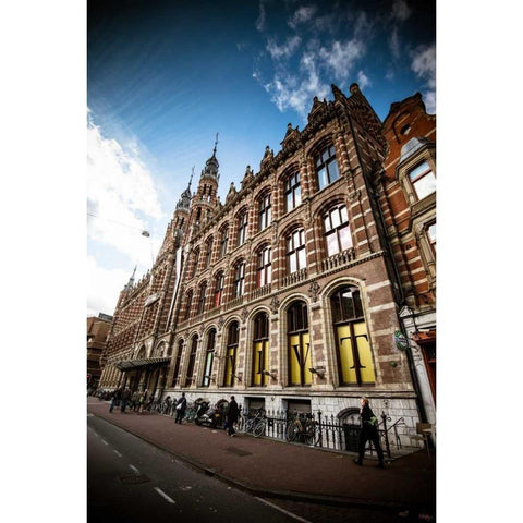 Amsterdam Brick Facade Gold Ornate Wood Framed Art Print with Double Matting by Berzel, Erin