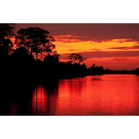 Angkor Sunset I White Modern Wood Framed Art Print by Berzel, Erin