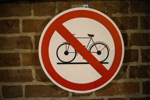 No Bicycles Allowed Black Ornate Wood Framed Art Print with Double Matting by Berzel, Erin