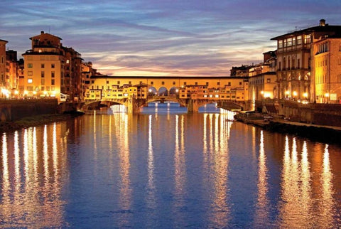 Golden Ponte Vecchio White Modern Wood Framed Art Print with Double Matting by Crane, Rita