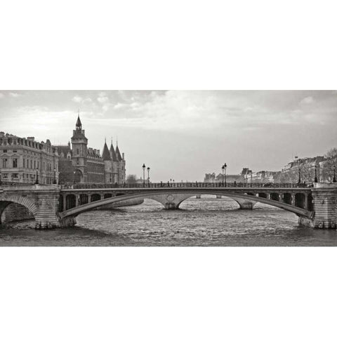 Bridges of Paris I Black Modern Wood Framed Art Print with Double Matting by Crane, Rita