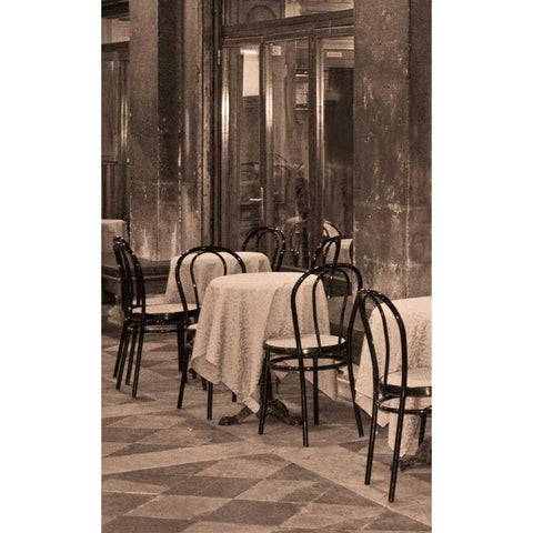 Cafe Chairs II White Modern Wood Framed Art Print by Crane, Rita