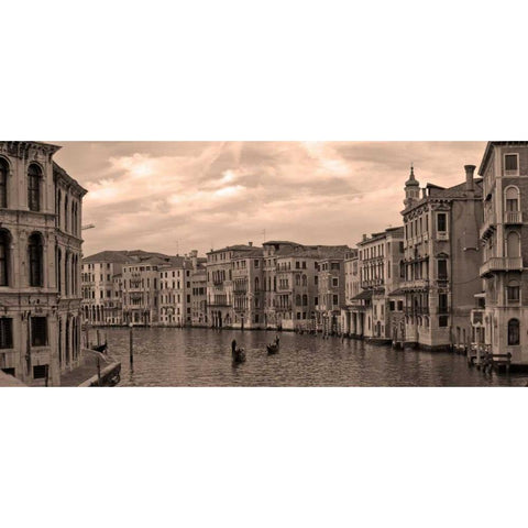 Gondolas and Palazzos I Black Modern Wood Framed Art Print with Double Matting by Crane, Rita