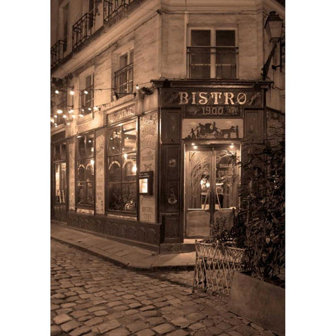 Paris Bistro I Black Modern Wood Framed Art Print with Double Matting by Crane, Rita