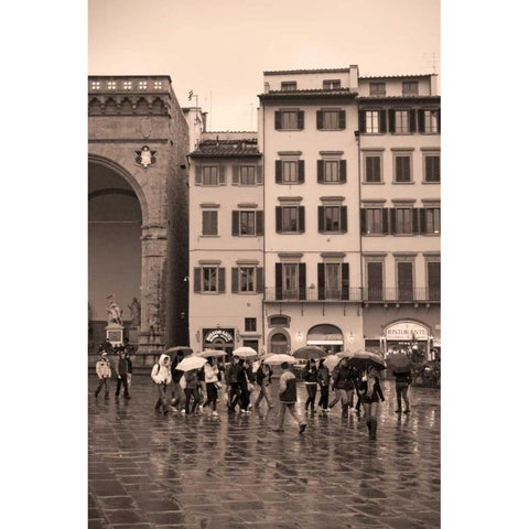 Streets of Florence II Black Modern Wood Framed Art Print with Double Matting by Crane, Rita