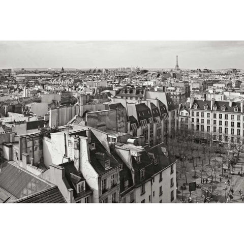 Paris Rooftops VII White Modern Wood Framed Art Print by Crane, Rita