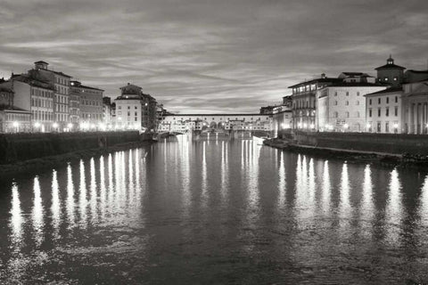 Ponte Vecchio I White Modern Wood Framed Art Print with Double Matting by Crane, Rita