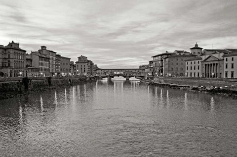 Ponte Vecchio II White Modern Wood Framed Art Print with Double Matting by Crane, Rita