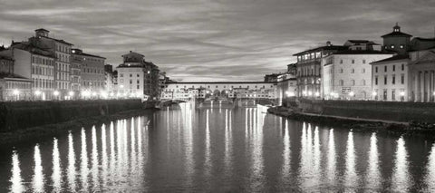 Ponte Vecchio III White Modern Wood Framed Art Print with Double Matting by Crane, Rita