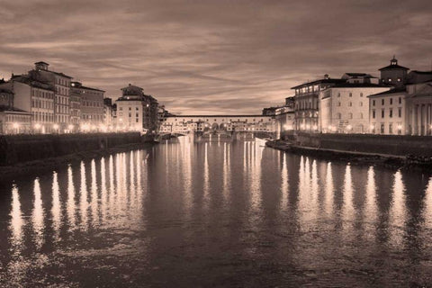 Ponte Vecchio V Black Ornate Wood Framed Art Print with Double Matting by Crane, Rita