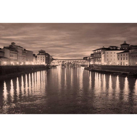 Ponte Vecchio V Black Modern Wood Framed Art Print with Double Matting by Crane, Rita