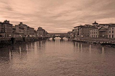 Ponte Vecchio VI Black Ornate Wood Framed Art Print with Double Matting by Crane, Rita