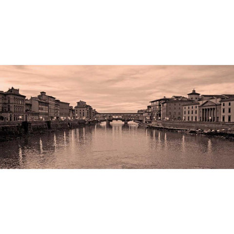 Ponte Vecchio VIII Black Modern Wood Framed Art Print with Double Matting by Crane, Rita