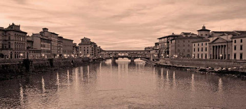 Ponte Vecchio VIII Black Ornate Wood Framed Art Print with Double Matting by Crane, Rita