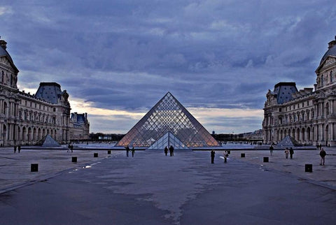 Pyramid at the Louvre III White Modern Wood Framed Art Print with Double Matting by Crane, Rita