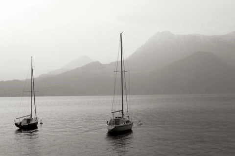 Lake Como Sailboats I Black Ornate Wood Framed Art Print with Double Matting by Crane, Rita