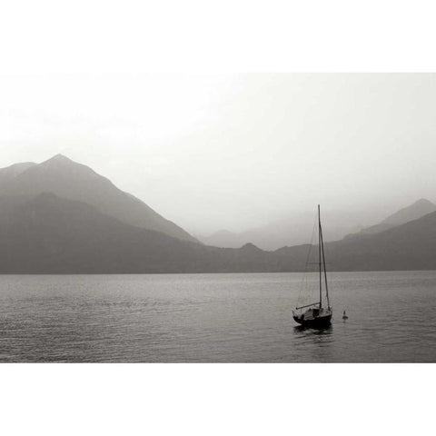 Lake Como Sailboats II Black Modern Wood Framed Art Print with Double Matting by Crane, Rita