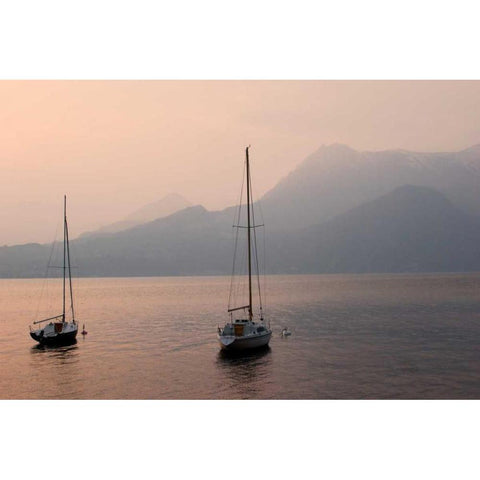 Lake Como Sailboats III White Modern Wood Framed Art Print by Crane, Rita