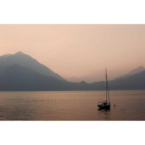 Lake Como Sailboats IV Black Modern Wood Framed Art Print with Double Matting by Crane, Rita