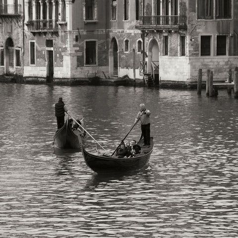 Grand Canal Gondoliers I Black Modern Wood Framed Art Print with Double Matting by Crane, Rita