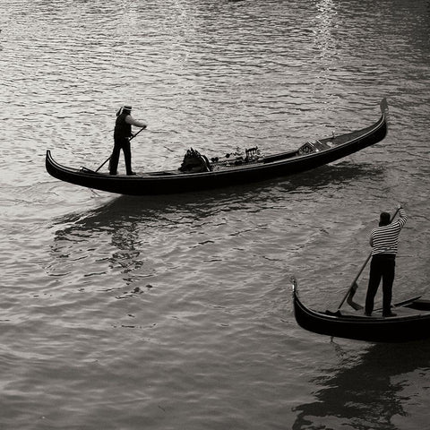 Grand Canal Gondoliers II Black Modern Wood Framed Art Print with Double Matting by Crane, Rita