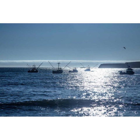 Fishing Boats I White Modern Wood Framed Art Print by Crane, Rita