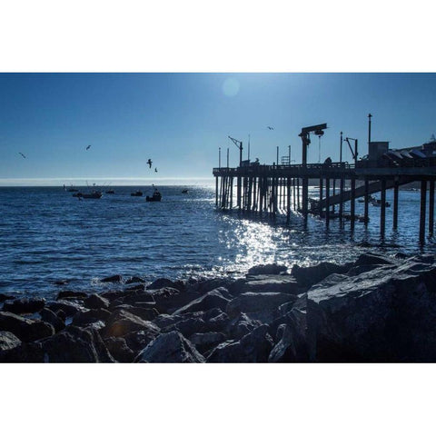 Fishing Boats II Black Modern Wood Framed Art Print with Double Matting by Crane, Rita