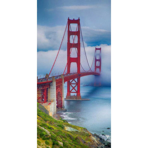 Golden Gate Bridge III White Modern Wood Framed Art Print by Crane, Rita