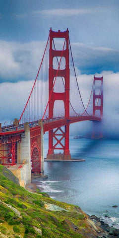 Golden Gate Bridge III White Modern Wood Framed Art Print with Double Matting by Crane, Rita