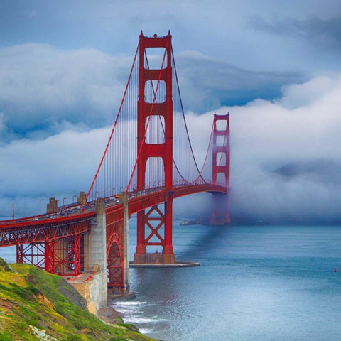 Golden Gate Bridge VII White Modern Wood Framed Art Print with Double Matting by Crane, Rita