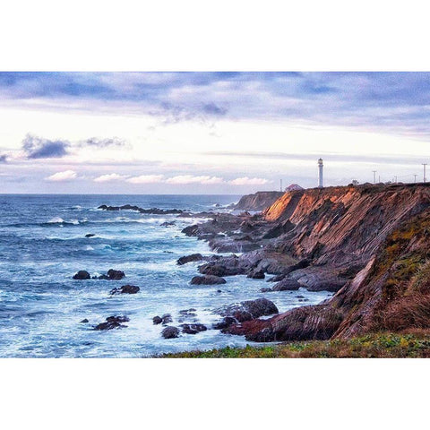 Lighthouse and Bluffs I Gold Ornate Wood Framed Art Print with Double Matting by Crane, Rita