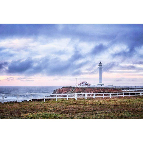 Lighthouse and Bluffs II White Modern Wood Framed Art Print by Crane, Rita