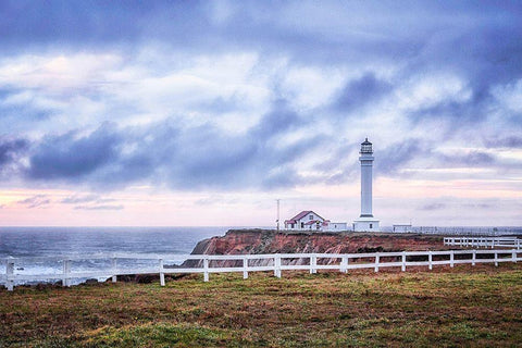 Lighthouse and Bluffs II Black Ornate Wood Framed Art Print with Double Matting by Crane, Rita