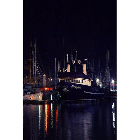 Harbor LIghts II Gold Ornate Wood Framed Art Print with Double Matting by Crane, Rita