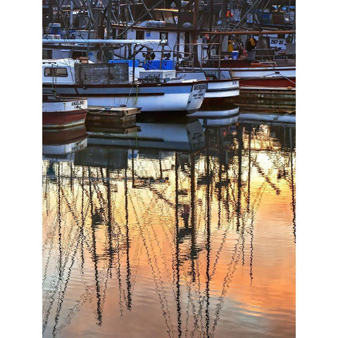 Harbor Reflections II Black Modern Wood Framed Art Print with Double Matting by Crane, Rita