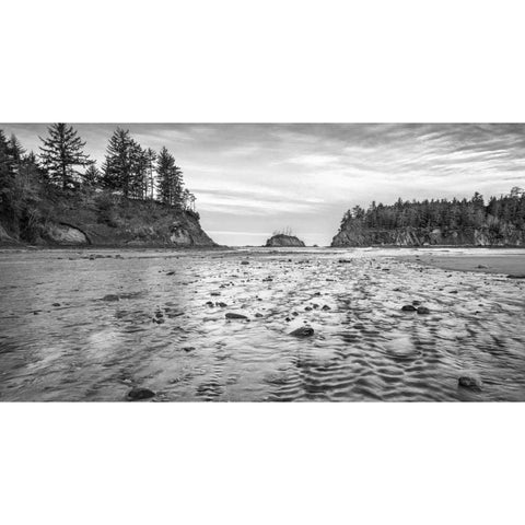 Sunset Bay BW White Modern Wood Framed Art Print by Hellmann, Stan