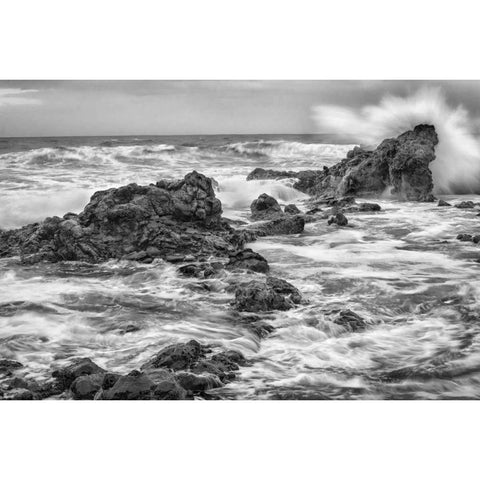 Hookipa BW White Modern Wood Framed Art Print by Hellmann, Stan