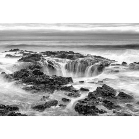 Thors Well BW Black Modern Wood Framed Art Print with Double Matting by Hellmann, Stan