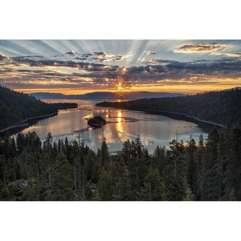 Emerald Bay Black Modern Wood Framed Art Print with Double Matting by Hellmann, Stan