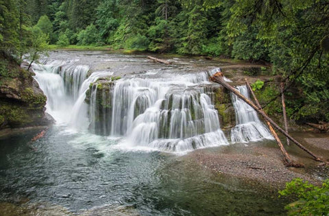 Lower Lewis River Falls White Modern Wood Framed Art Print with Double Matting by Hellmann, Stan