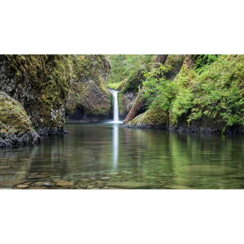 Punchbowl Falls Black Modern Wood Framed Art Print with Double Matting by Hellmann, Stan