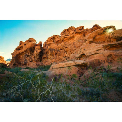 Valley of Fire II White Modern Wood Framed Art Print by Hellmann, Stan