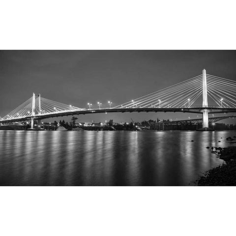 Tilikum Crossing BW Black Modern Wood Framed Art Print with Double Matting by Hellmann, Stan